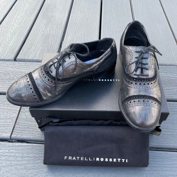 Fratelli Rossetti Silver and Black Women's Oxford - Size 37.5 IT (7-7.5 US) - Picture 2 of 8